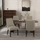 Manhattan Comfort Beever Modern Chenille Wood Dining Chair in Taupe - Set of 4