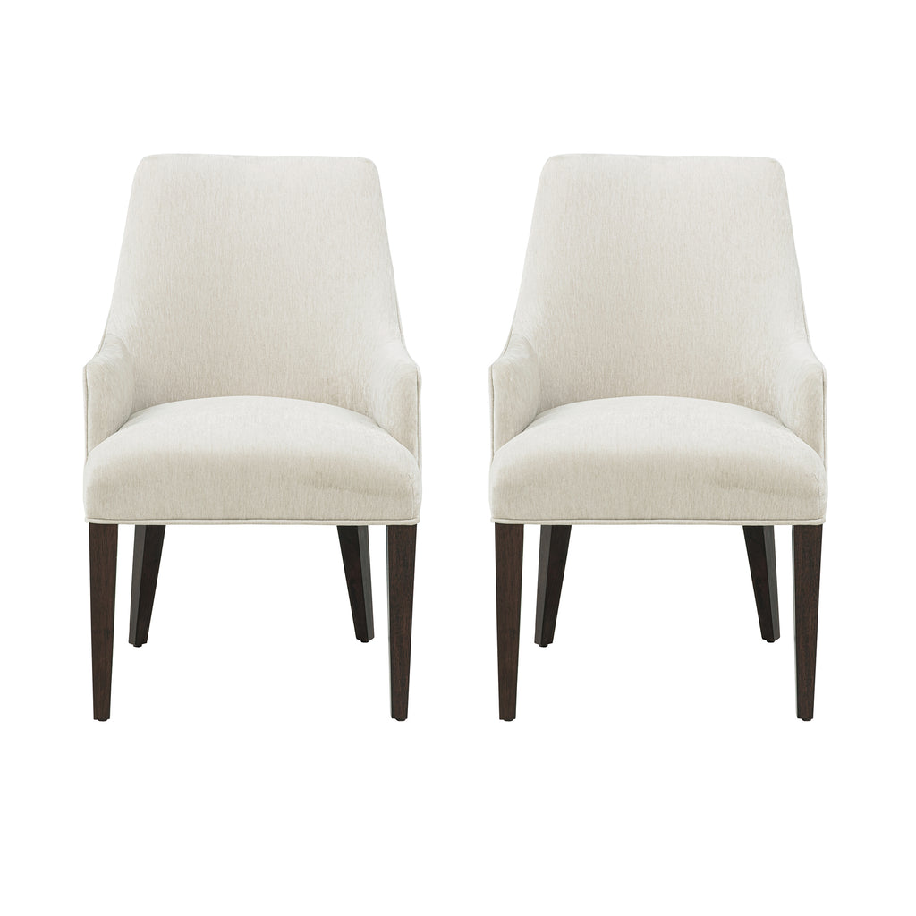 Manhattan Comfort Beever Modern Chenille Wood Armchair in Cream - Set of 2