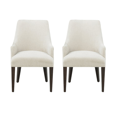 Manhattan Comfort Beever Modern Chenille Wood Armchair in Cream - Set of 2