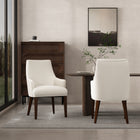 Manhattan Comfort Beever Modern Chenille Wood Armchair in Cream - Set of 2