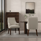 Manhattan Comfort Beever Modern Chenille Wood Armchair in Taupe - Set of 2