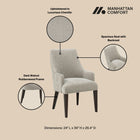 Manhattan Comfort Beever Modern Chenille Wood Armchair in Taupe - Set of 2