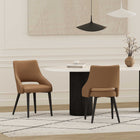 Manhattan Comfort Tremont Modern Vegan Leather Metal Dining Chair in Saddle - Set of 2