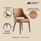 Manhattan Comfort Tremont Modern Vegan Leather Metal Dining Chair in Saddle - Set of 2