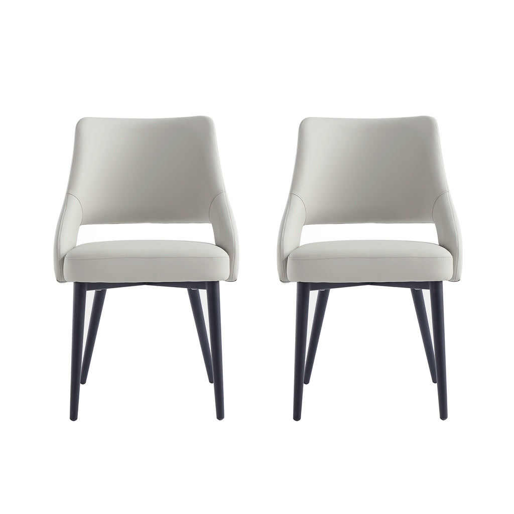 Manhattan Comfort Tremont Modern Vegan Leather Metal Dining Chair in Stone Gray - Set of 2