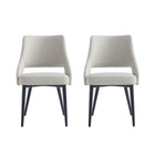 Manhattan Comfort Tremont Modern Vegan Leather Metal Dining Chair in Stone Gray - Set of 2