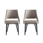 Manhattan Comfort Tremont Modern Vegan Leather Metal Dining Chair in Taupe - Set of 2