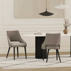 Manhattan Comfort Tremont Modern Vegan Leather Metal Dining Chair in Taupe - Set of 2