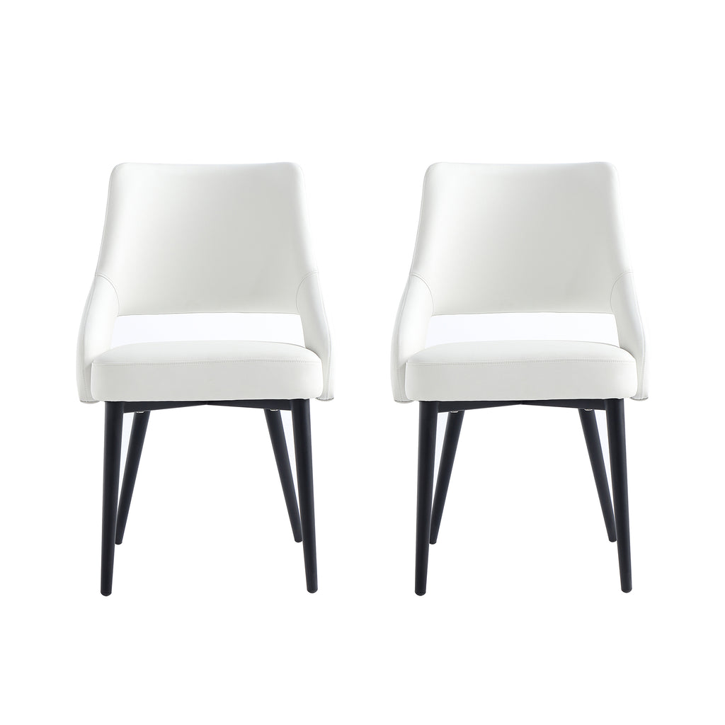 Manhattan Comfort Tremont Modern Vegan Leather Metal Dining Chair in White - Set of 2