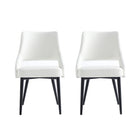 Manhattan Comfort Tremont Modern Vegan Leather Metal Dining Chair in White - Set of 2