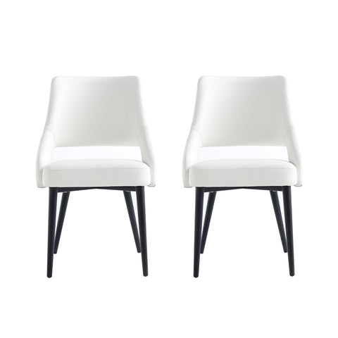 Manhattan Comfort Tremont Modern Vegan Leather Metal Dining Chair in White - Set of 2