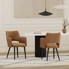 Manhattan Comfort Tremont Modern Vegan Leather Metal Armchair in Saddle - Set of 2