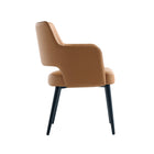 Manhattan Comfort Tremont Modern Vegan Leather Metal Armchair in Saddle - Set of 2