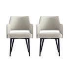Manhattan Comfort Tremont Modern Vegan Leather Metal Armchair in Stone Gray - Set of 2