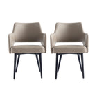 Manhattan Comfort Tremont Modern Vegan Leather Metal Armchair in Taupe - Set of 2