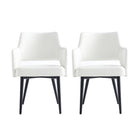 Manhattan Comfort Tremont Modern Vegan Leather Metal Armchair in White - Set of 2