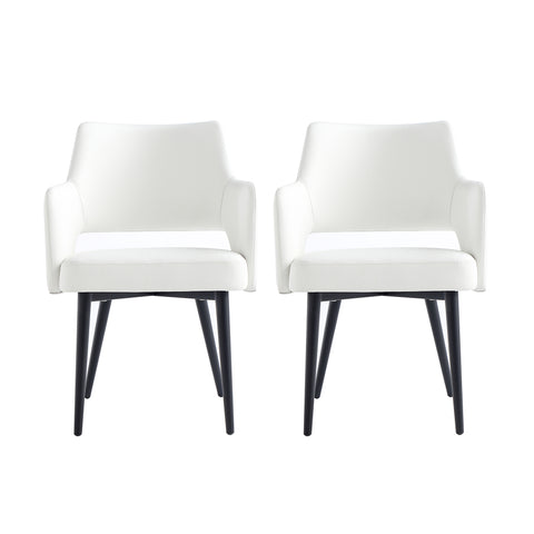 Manhattan Comfort Tremont Modern Vegan Leather Metal Armchair in White - Set of 2