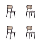 Manhattan Comfort Versailles Industry Chic Wood Dining Chair in Black and Natural - Set of 4