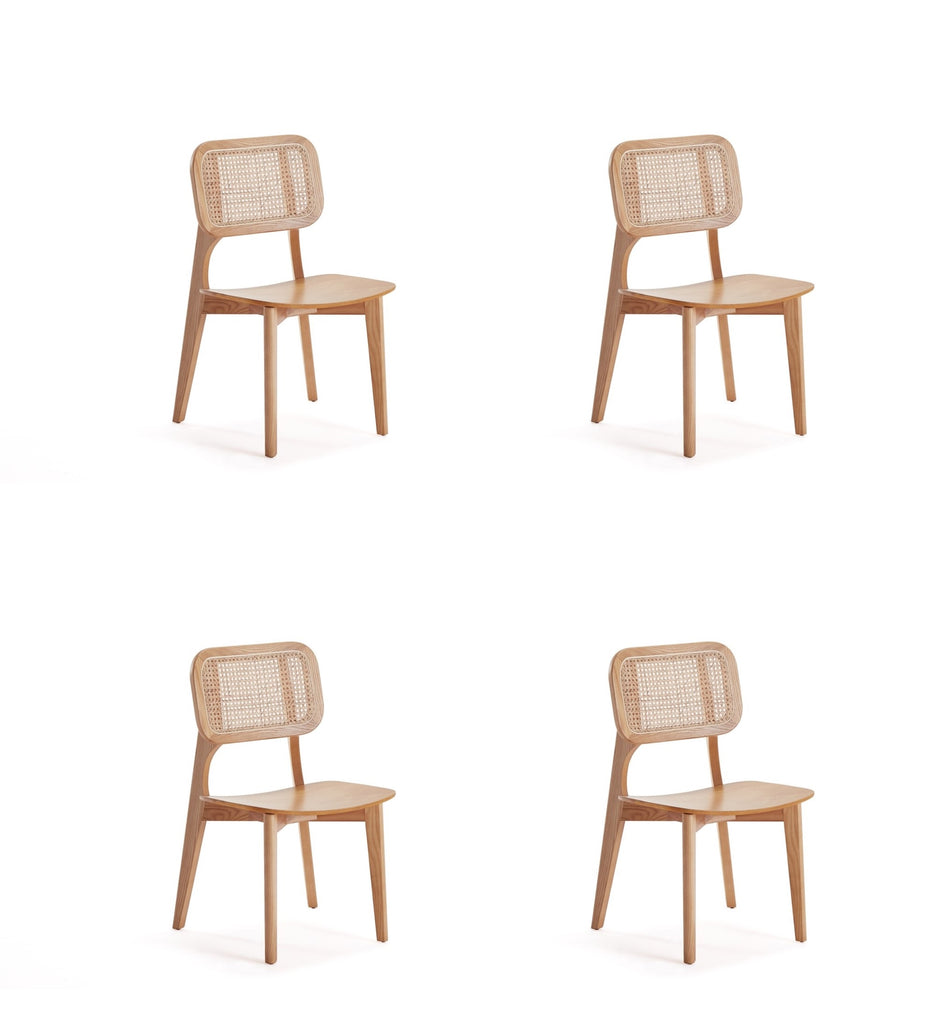 Manhattan Comfort Versailles Industry Chic Wood Dining Chair in Natural - Set of 4