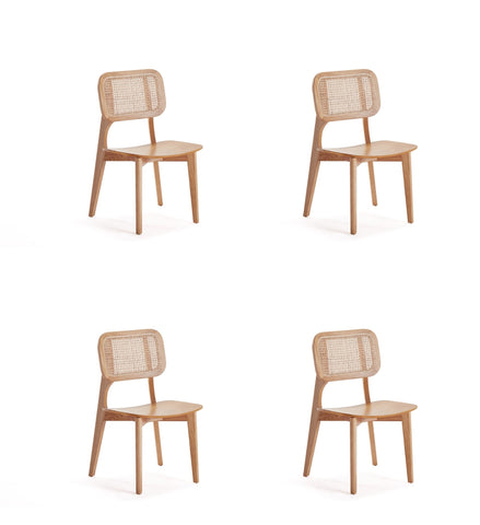 Manhattan Comfort Versailles Industry Chic Wood Dining Chair in Natural - Set of 4