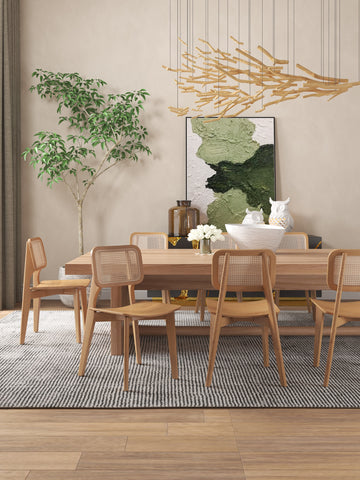 Manhattan Comfort Versailles Industry Chic Wood Dining Chair in Natural - Set of 4