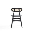 Manhattan Comfort Colbert Industry Chic Cane Back Wood Upholstered Dining Chair in Black and Gray - Set of 4