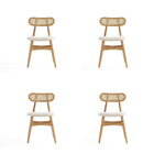 Manhattan Comfort Colbert Industry Chic Cane Back Wood Upholstered Dining Chair in Natural - Set of 4