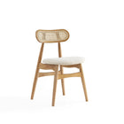 Manhattan Comfort Colbert Industry Chic Cane Back Wood Upholstered Dining Chair in Natural - Set of 4