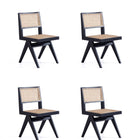 Manhattan Comfort Hamlet Industry Chic Wood Dining Chair in Black and Natural - Set of 4