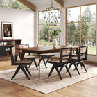 Manhattan Comfort Hamlet Industry Chic Wood Dining Chair in Black and Natural - Set of 4