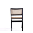 Manhattan Comfort Hamlet Industry Chic Wood Dining Chair in Black and Natural - Set of 4