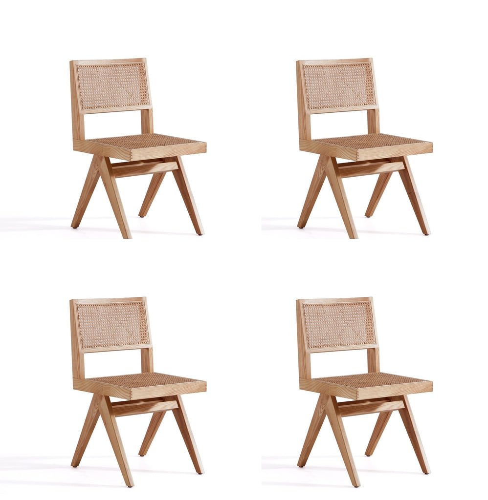 Manhattan Comfort Hamlet Industry Chic Wood Dining Chair in Natural - Set of 4