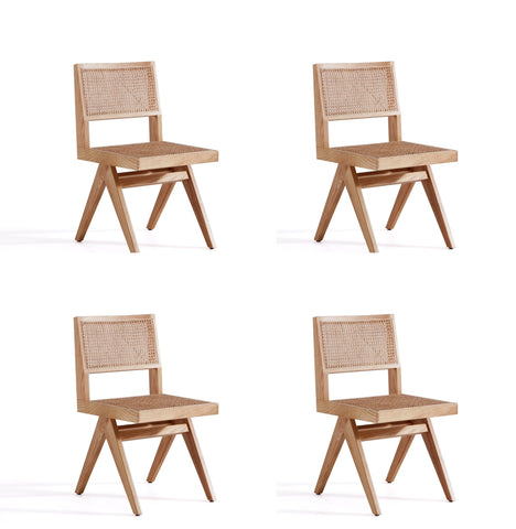 Manhattan Comfort Hamlet Industry Chic Wood Dining Chair in Natural - Set of 4