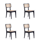 Manhattan Comfort Giverny Industry Chic Wood Dining Chair in Black and Natural - Set of 4