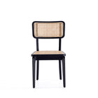 Manhattan Comfort Giverny Industry Chic Wood Dining Chair in Black and Natural - Set of 4