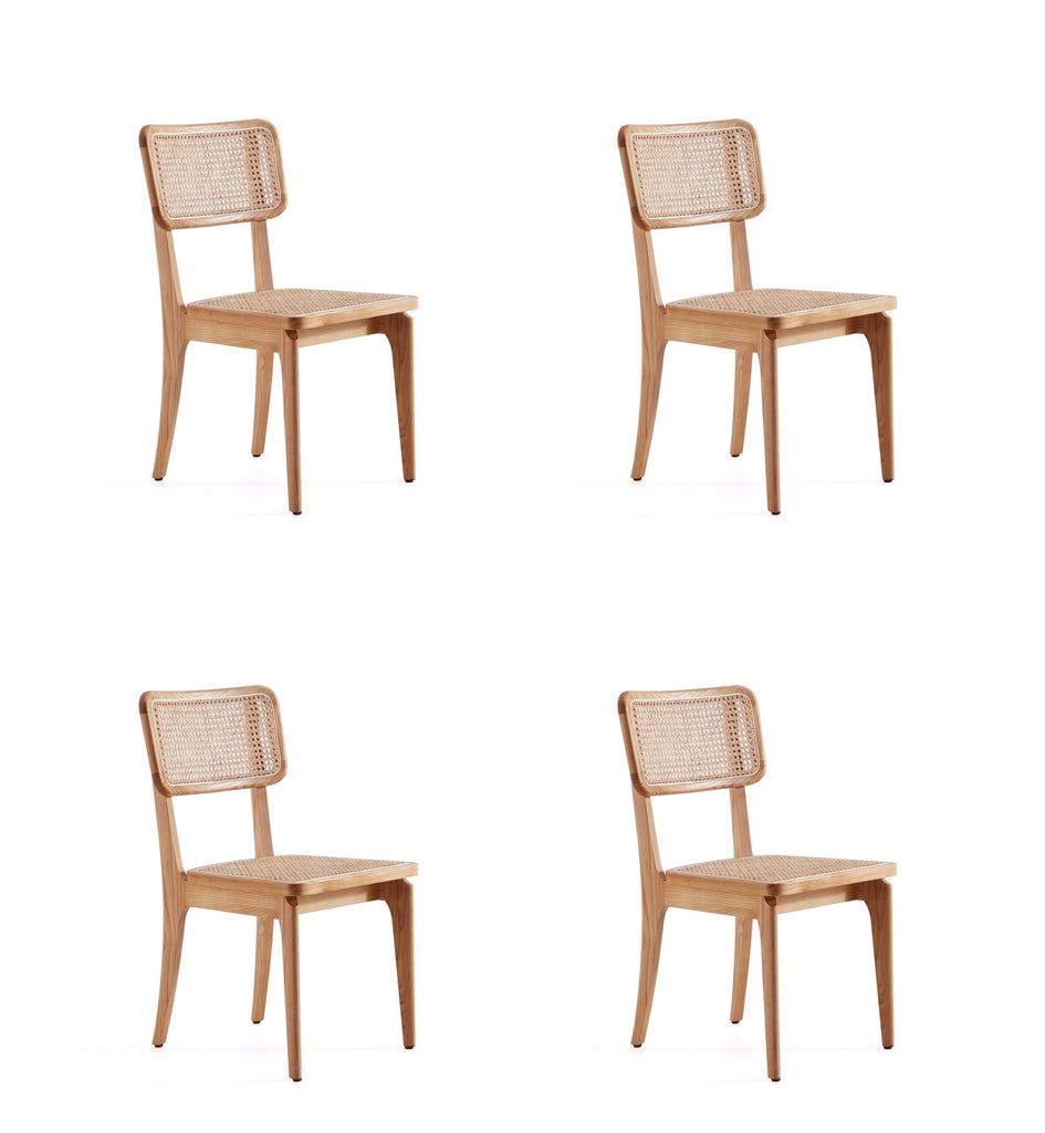 Manhattan Comfort Giverny Industry Chic Wood Dining Chair in Natural - Set of 4