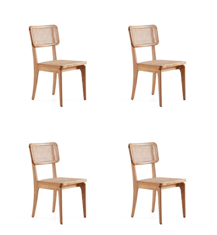 Manhattan Comfort Giverny Industry Chic Wood Dining Chair in Natural - Set of 4