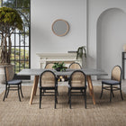 Manhattan Comfort Paragon Industry Chic Cane Back Wood Upholstered Dining Chair in Black and Gray - Set of 4 - 2-DCCA05-GY
