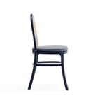 Manhattan Comfort Paragon Industry Chic Cane Back Wood Upholstered Dining Chair in Black and Gray - Set of 4 - 2-DCCA05-GY