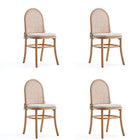 Manhattan Comfort Paragon Industry Chic Cane Back Wood Upholstered Dining Chair in Oatmeal - Set of 4
