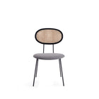 Manhattan Comfort Jardin Industry Chic Cane Back Upholstered Dining Chair in Black and Gray - Set of 4