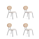 Manhattan Comfort Jardin Industry Chic Cane Back Upholstered Dining Chair in Oatmeal and Natural - Set of 4