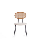 Manhattan Comfort Jardin Industry Chic Cane Back Upholstered Dining Chair in Oatmeal and Natural - Set of 4