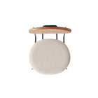 Manhattan Comfort Jardin Industry Chic Cane Back Upholstered Dining Chair in Oatmeal and Natural - Set of 4