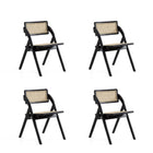 Manhattan Comfort Lambinet Industry Chic Wood Folding Chair in Black and Natural - Set of 4