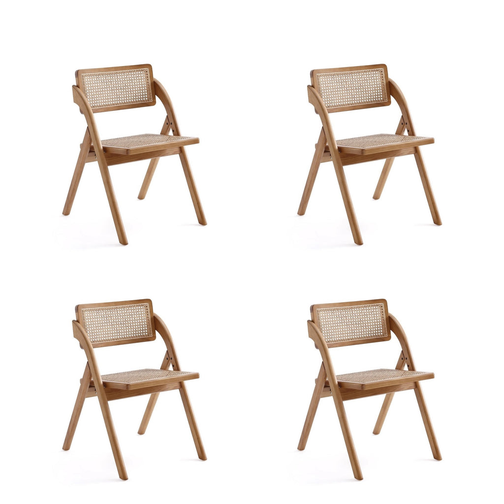 Manhattan Comfort Lambinet Industry Chic Wood Folding Chair in Natural - Set of 4