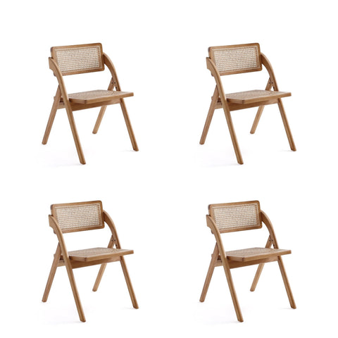 Manhattan Comfort Lambinet Industry Chic Wood Folding Chair in Natural - Set of 4