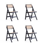 Manhattan Comfort Pullman Industry Chic Wood Folding Chair in Black and Natural - Set of 4