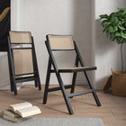 Manhattan Comfort Pullman Industry Chic Wood Folding Chair in Black and Natural - Set of 4