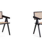 Manhattan Comfort Hamlet Industry Chic Wood Armchair in Black and Natural - Set of 2